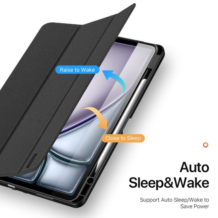 iPad Air 13 (2024)(With Apple Pencil Holder & Auto Sleep Wake) Case Black PU+TPU